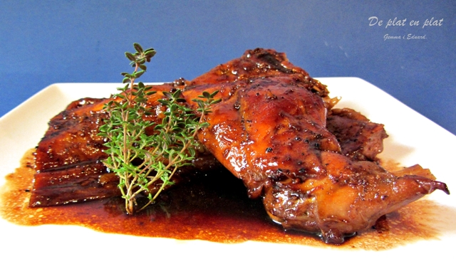 Conill rostit amb Pedro Ximénez