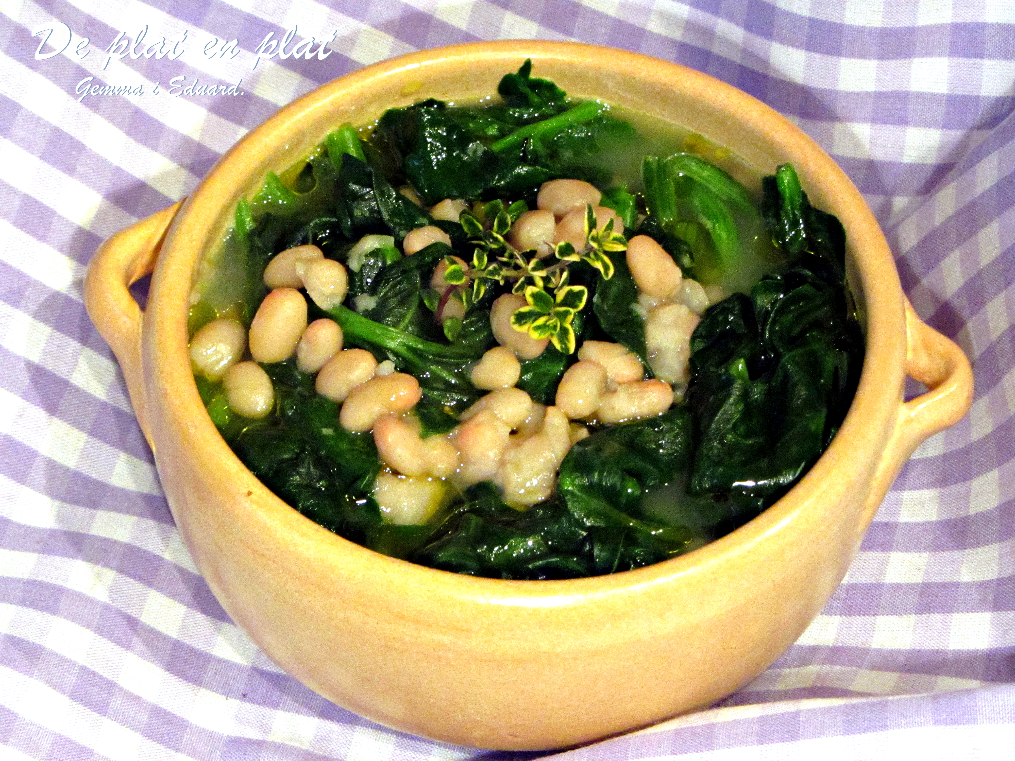 Fesolets de Santa Pau amb Espinacs