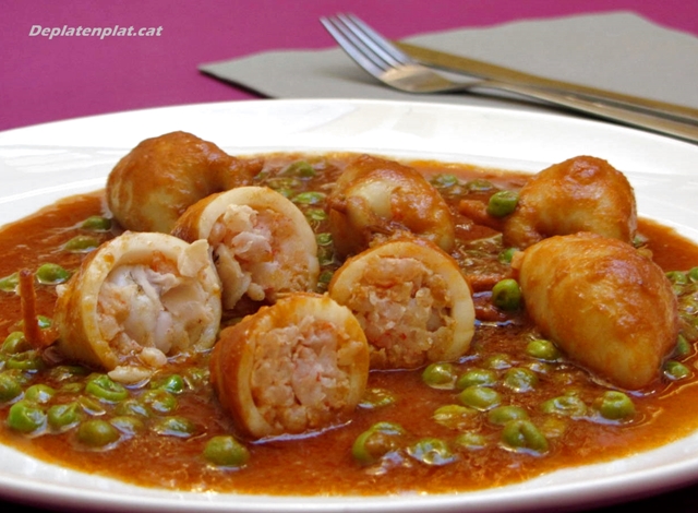 Calamarsons farcits de Gambes