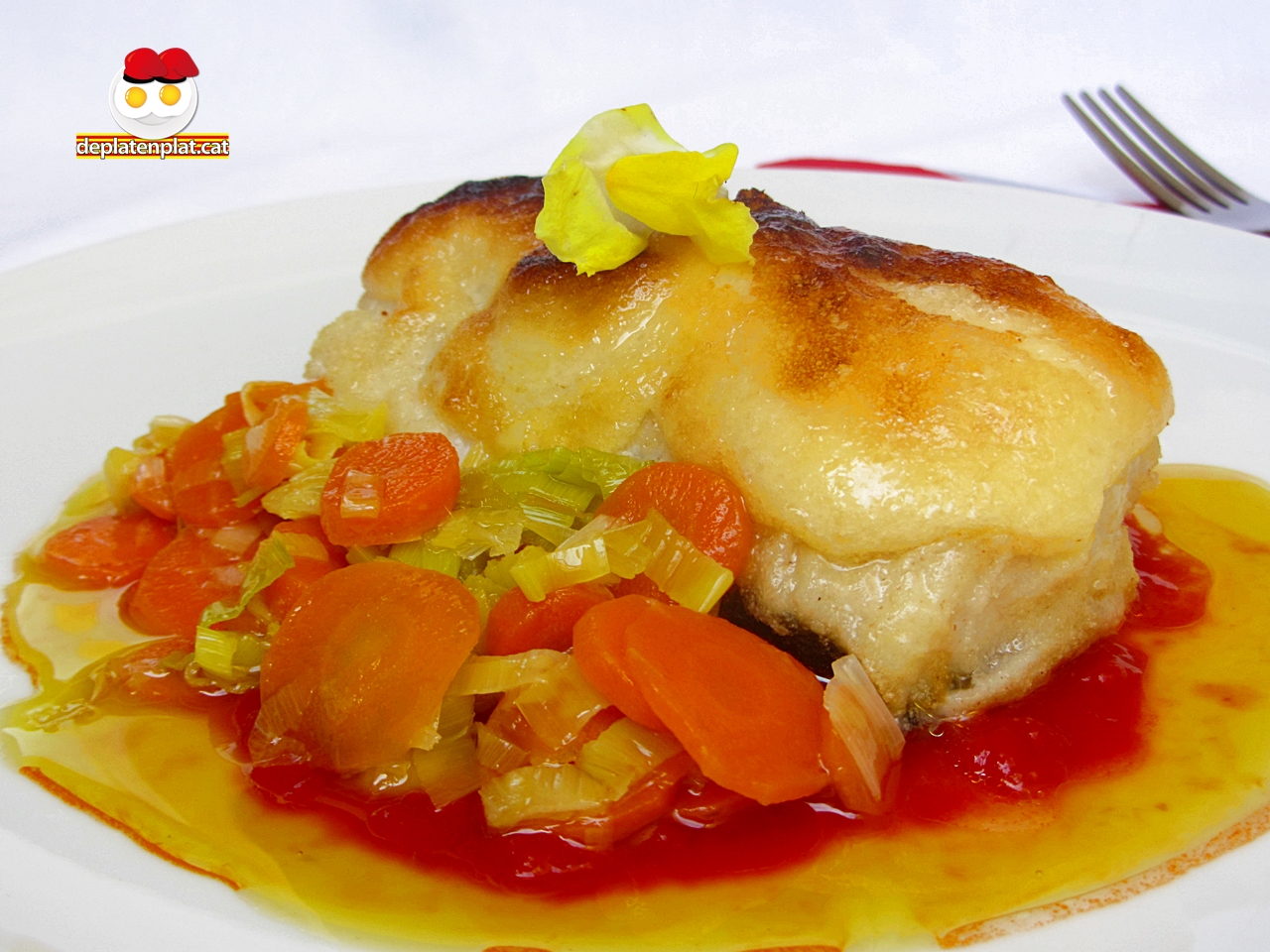 Bacallà gratinat amb mussolina d’all